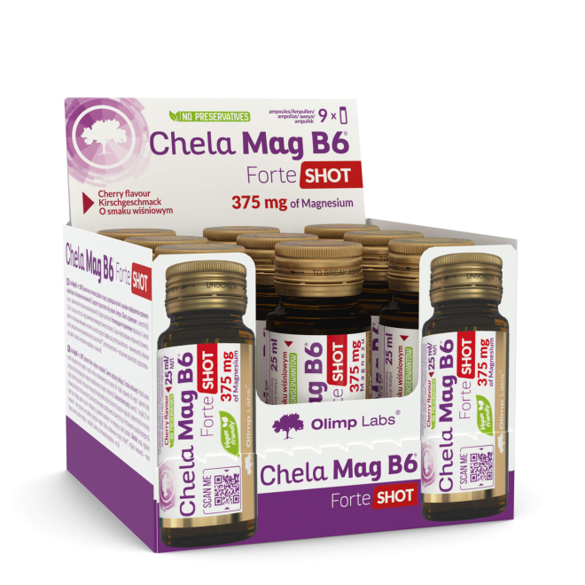 9 x Olimp Chela-Mag B6® Forte Shot - 25 ml Ampułka szklana - Wiśniowy