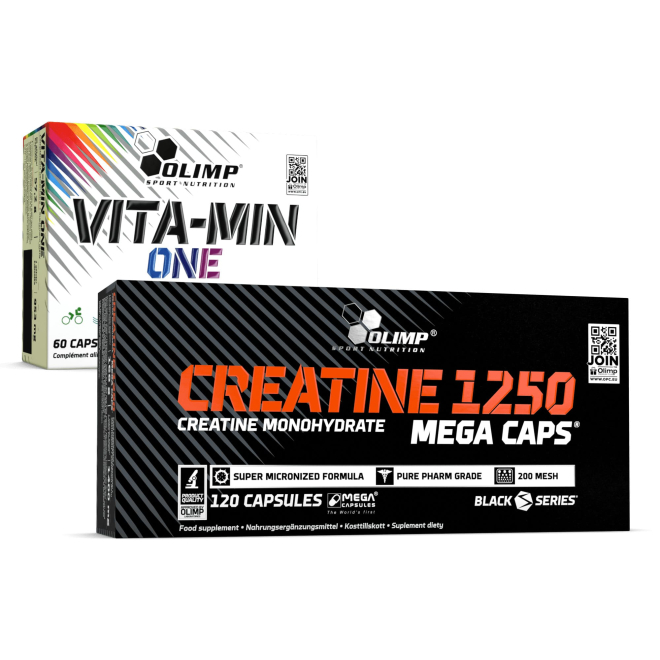 Olimp Creatine 1250 Mega Caps® 120 kapsułek + Olimp Vita-Min One 60 kapsułek