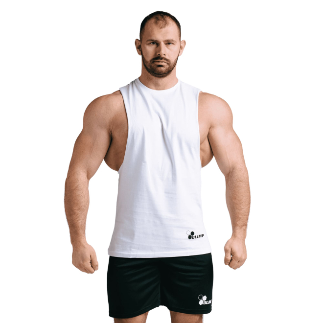 Męska koszulka treningowa Olimp - Men Sleeveless Basic biała