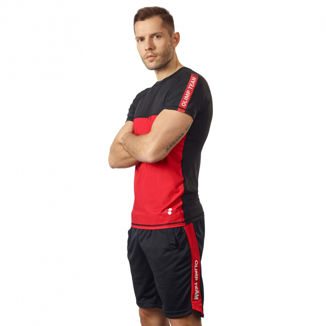 Męska koszulka treningowa Olimp - Men's T-shirt Activ Black & Red