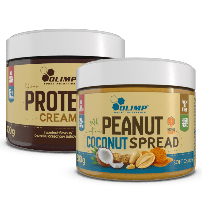 OlimPAKI-Olimp Peaunut Coconut Spread 300g-Olimp Protein Cream 300g