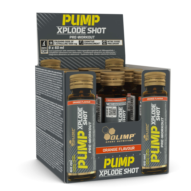 Opakowanie zbiorcze Olimp Pump Xplode Shot - 9 x 60 ml - pomarańcza
